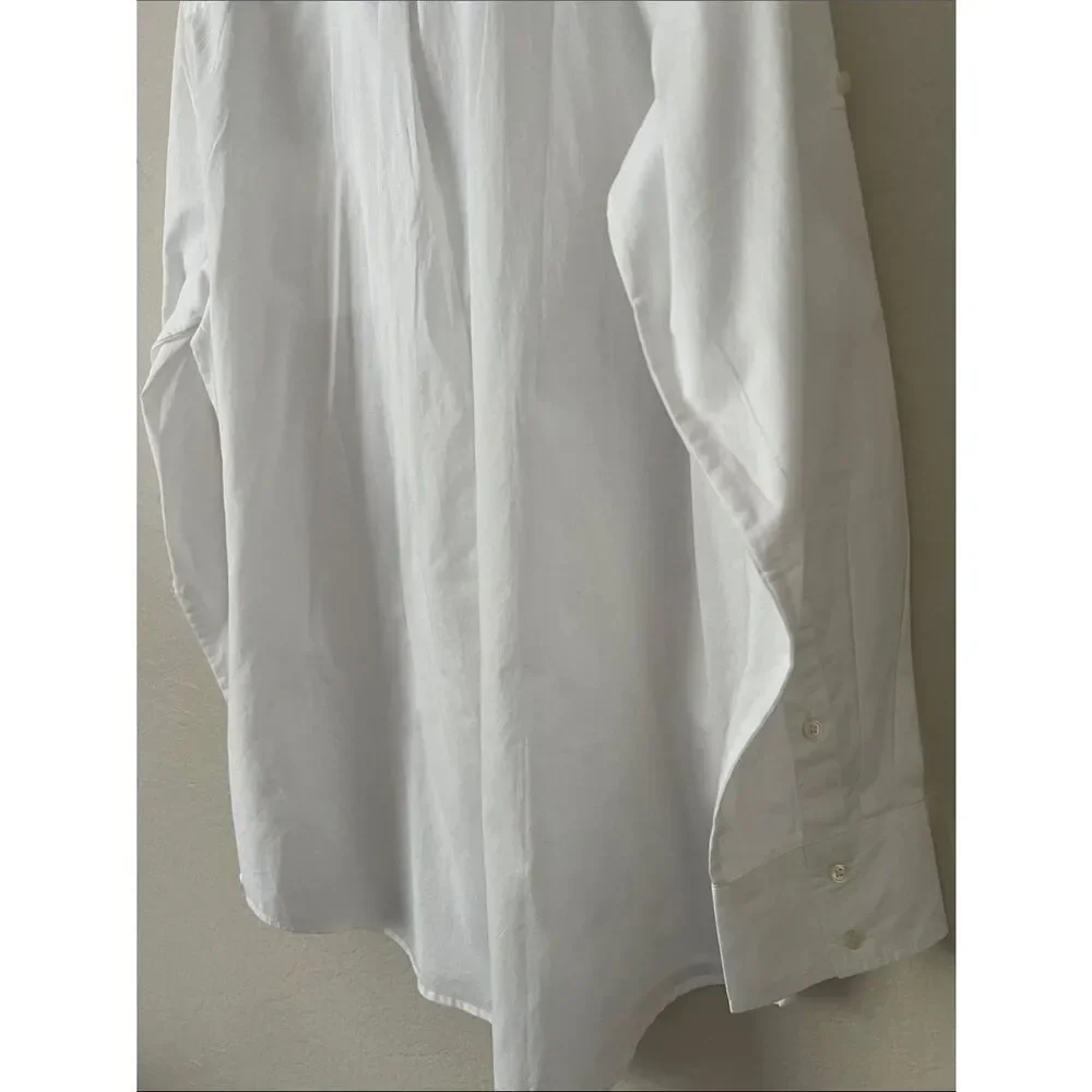 NWT J. Crew Men’s White Long-Sleeve 3/4 Button-Down Popover Shirt 100% Cotton XL